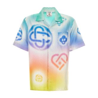 Casablanca Halftone Logo Cuban Collar SS Shirt - Heren - Korte mouwen Overhemden - Veelkleurig - M - Overhemden