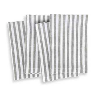 Solino Home Linen Dinner Napkins - Amalfi Stripe, 20 x 20 in Grey And White at Nordstrom, Size Large