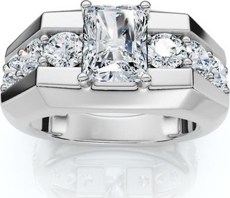 Pompeii3 Certified 6 1/2Ct Mens Radiant Cut Diamond Ring 14k Gold Lab Grown FG/VS
