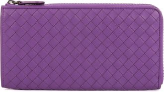 Bottega Veneta Pre-owned Womens Intrecciato Zip Wallet - Purple - One Size