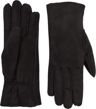 Agnelle Agnelle Denise Shearling-lined Suede Gloves - Black - 6.5 (S)