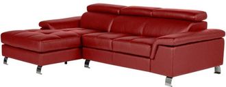 Vente-Unique Vente-unique - Divano angolare in pelle Rosso - Angolo a sinistra - mishima