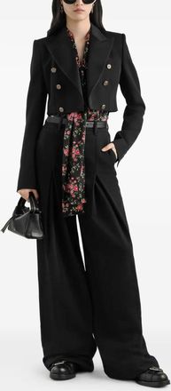 Dolce & Gabbana Blouse met bloemenprint en strikhals - Zwart