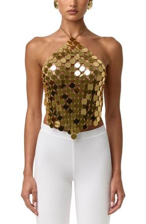 Naked Wardrobe Chain Link Mesh Sequin Top in High Polish Gold at Nordstrom, Size X-Large