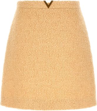 Valentino Garavani Beige Virgin Wool Long Womens Skirt