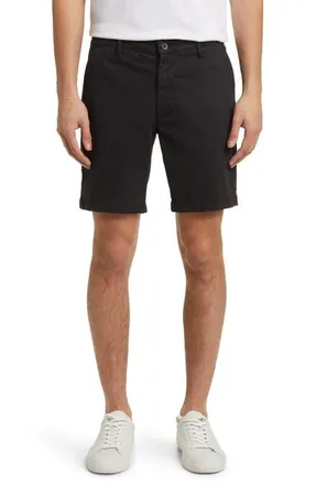 AG - Adriano Goldschmied Wanderer 8.5-Inch Stretch Cotton Chino Shorts in Super Black at Nordstrom, Size 29