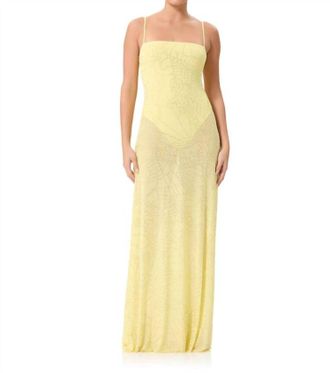 AFRM Shea Rhinestone Sheer Maxi Dress With Bodysuit In Buttercup