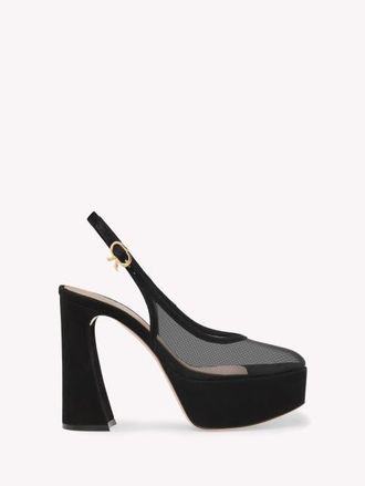 Gianvito Rossi Chopine Slingback in Black Suede And Plexi at Nordstrom, Size 35.5