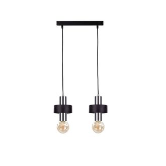 Netlighting Unica Bar Pendant Ceiling Light Black Silver 50cm 2x E27