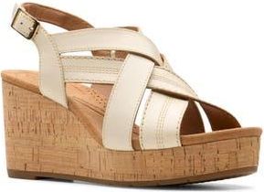 Clarks Sabina Wedge Slingback Sandal in Cream Leather at Nordstrom Rack, Size 9.5