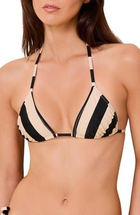 Solid & Striped The Iris Triangle Bikini Top in Noir/khaki at Nordstrom, Size X-Small