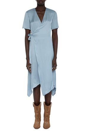 Zadig&Voltaire Reforme Satin Wrap Dress in Sky at Nordstrom, Size X-Small