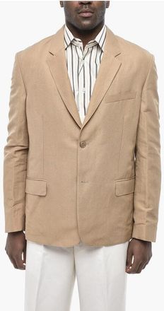 Givenchy Unlined Linen and Silk Blazer with Flap Pockets size 46
