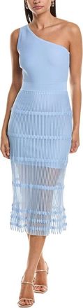 Milly One Shoulder Sheer Skirt Midi Dress