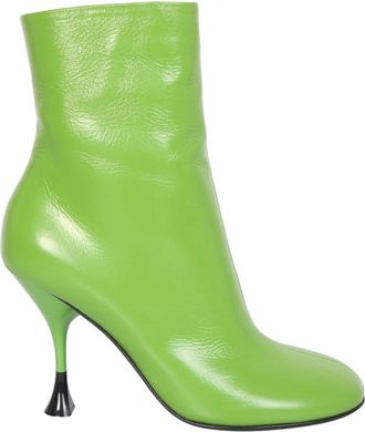 3Juin Dames Schoenen Enkellaarsjes Groen Aw 22 - Dames - Laarzen met Hak - Groen - 37 EU - Leer - Schoenen