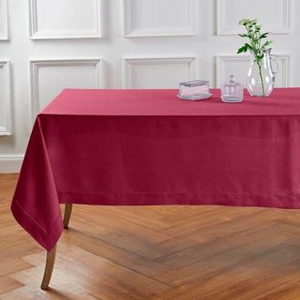 Solino Home Linen Tablecloth for Dining Table, Holiday and Everyday Table Decor - Classic Hemstitch in Beet at Nordstrom, Size X-Small