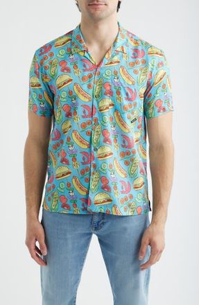 Boardies Barbecue Print Camp Shirt in Blue at Nordstrom, Size X-Large