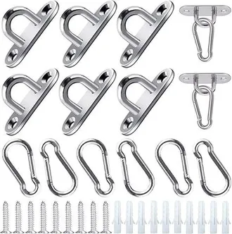 OEM 12 Pezzi Piastra Ad Occhiello In Acciaio Inox Piastra Di Ancoraggio M5 Moschettone Occhiello Gancio Da Soffitto In Acciaio Inox Con Viti E Tubo Di Esp