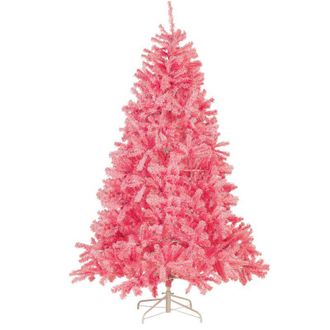 Beliani &Aacute;rbol De Navidad Artificial Rosa 210 Cm Base De Metal Decoraci&oacute;n Tradicional Festividad Vacaciones De Invierno Farnham
