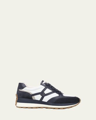 Veronica Beard Valentina Mixed Leather Retro Sneakers