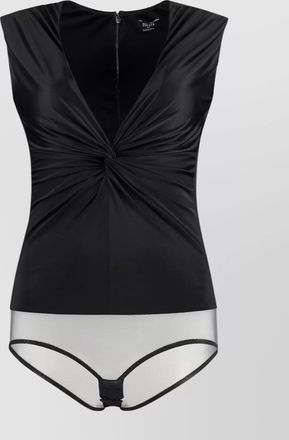 Versace v-neck bodysuit with sheer panel and knot detail