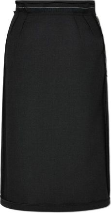 Maison Margiela Wol met rafelafwerking - Dames - Midirokken - Zwart - M - Wol - Rokken