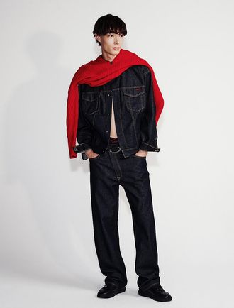 Calvin Klein Mens 90s Straight Asymmetric Jeans - Navy - 34W x 30L