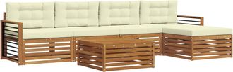 vidaXL Conjunto De Sof&aacute;s De Exterior 6 Uds. Natural Y Crema Vidaxl