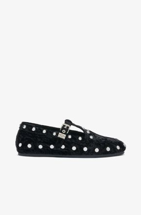 Ganni Mary Jenny Moccasins in Black Velvet - Size 35
