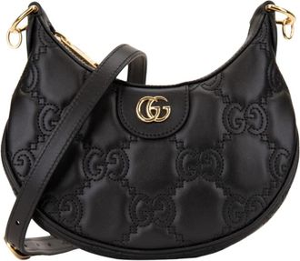 Gucci GG Embossed Leather Shoulder Bag - Dames - Schoudertassen - Zwart - ONE Size - Leer - Tassen