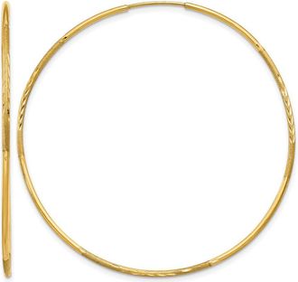 Diamond2Deal 14k Yellow Gold 1.25mm Diamond-cut Round Hoop Earrings 51 mm