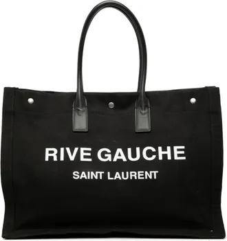 Saint Laurent Black Canvas Leather Handbag Tote Bag (Pre-Owned)