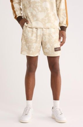 Pleasures Despair Skull Print Active Shorts in Ecru at Nordstrom, Size Xx-Large
