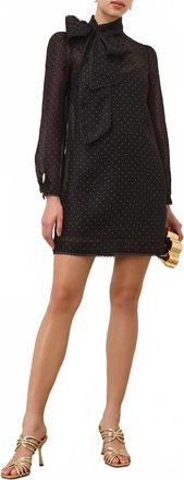 Zimmermann Dream Pussybow Mini Dress In Black Dot