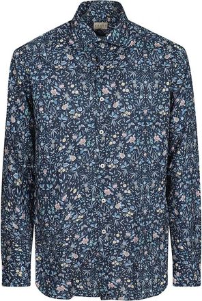 Xacus Liberty Fiori Blu - Heren - Casual Overhemden - Blauw - L - Overhemden