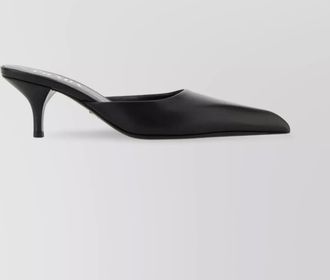 Prada leather mules with kitten heel and pointed toe