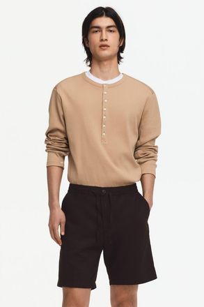 H&M Regular Fit Linen-blend Shorts in Dark Brown at Nordstrom, Size Xx-Large