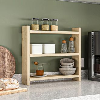 Dmora Estante Rizza, 2 Estantes, Tono Color Estructura Roble Claro, 44x10x40h Cm Marr&oacute;n Roble Claro