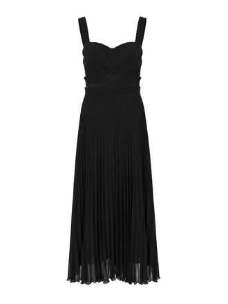 Patrizia Pepe Long Pleated Crepe Dress