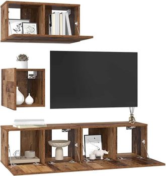 Berkfield Home TV Unit Set 4 pcs Old wood 60 x 30 x 30 cm Engineered wood in Brown