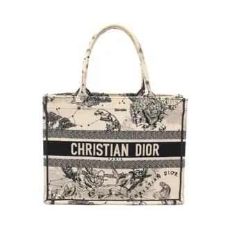 Dior Black Ivory Canvas Handbag Tote Bag (Pre-Owned)