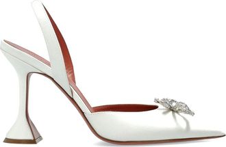 Amina Muaddi Rosie Sling 95 Ivory Silk Sat