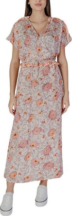 b.young Womens Floral Maxi Dress Vneck Short Sleeves - Lilac Cotton - Size EU 38 (Womens)