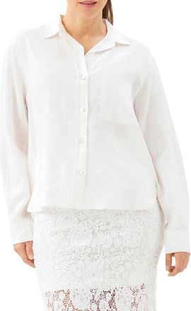 Karen Kane Linen Button-Up Shirt in Off White at Nordstrom, Size X-Small
