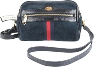 Gucci Pre-owned Cross Body Bags, female, Blue, Size: ONE SIZE Pre-owned Leather Cross Body Bag