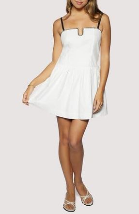 Lost + Wander Voyage Chic Whipstitch Detail Cotton Minidress in White-Black at Nordstrom Rack, Size Medium