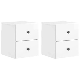 vidaXL Mesita De Noche De Pared 2 Pcs Brillante 34,5 X 33 X 40 Cm Vidaxl
