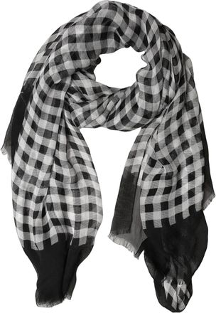 Dolce & Gabbana Black White Napoli Silk Gingham Shawl Womens Scarf