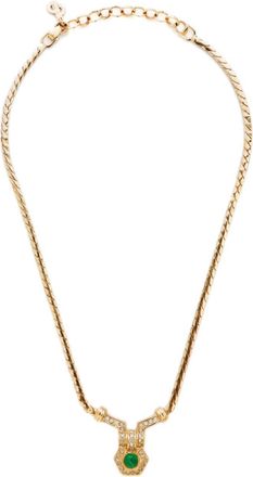 Dior rhinestone pendant necklace - women - Rhinestone/Gold Plated - One Size