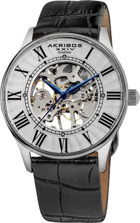Akribos XXIV Akribos Xxiv Mens Leather Diamond Watch